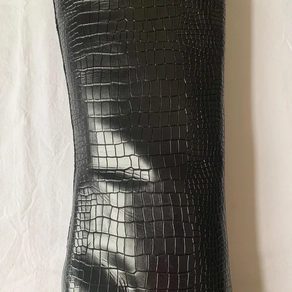 Schutz Maryana High Heel Leather Crocodile-Embossed Boot Black 7.5 - Picture 5 of 16